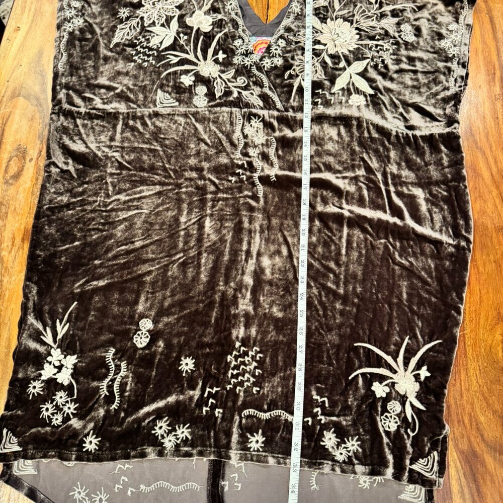 Johnny Was Velvet Tunic Dress - Dark Brown embroidered - XS - Picture 8 of 12